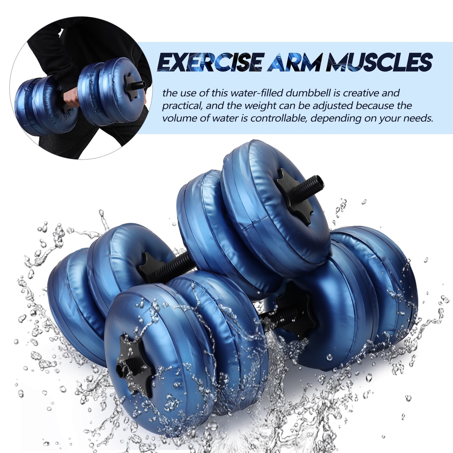 Water-filled Dumbbell Heavey Weights Adjustable Dumbbell Set Workout Exercise Fitness Equipment for Gym Home Bodybuilding