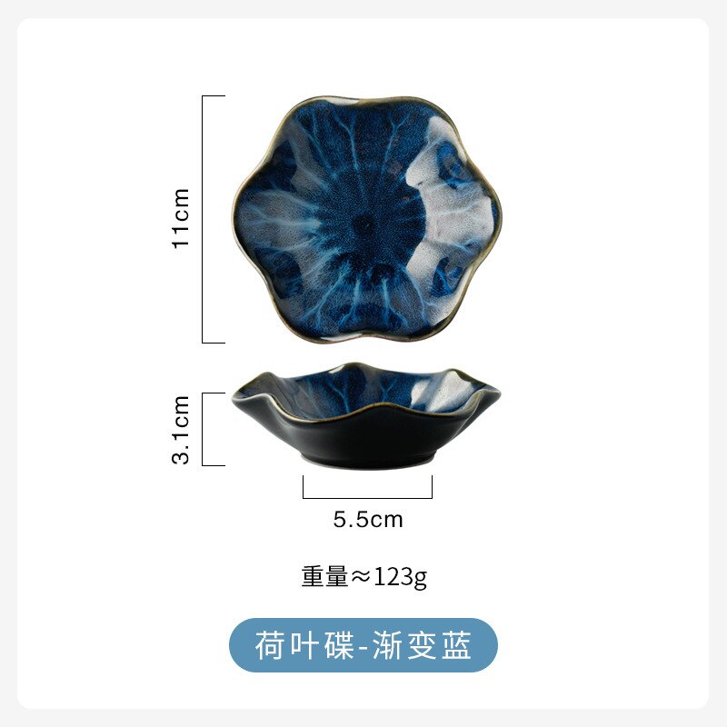 11CM Lotus Ceramic Plate Porcelain Kiln Glazed Flower Shape Sauce Dish Japan Style Pickle Dip Serving Dishes