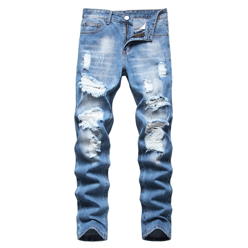 2022 Autumn New Fashion Retro Hole Jeans Men Pants Cotton Denim Trouser Male Plus Size High Quality Jeans