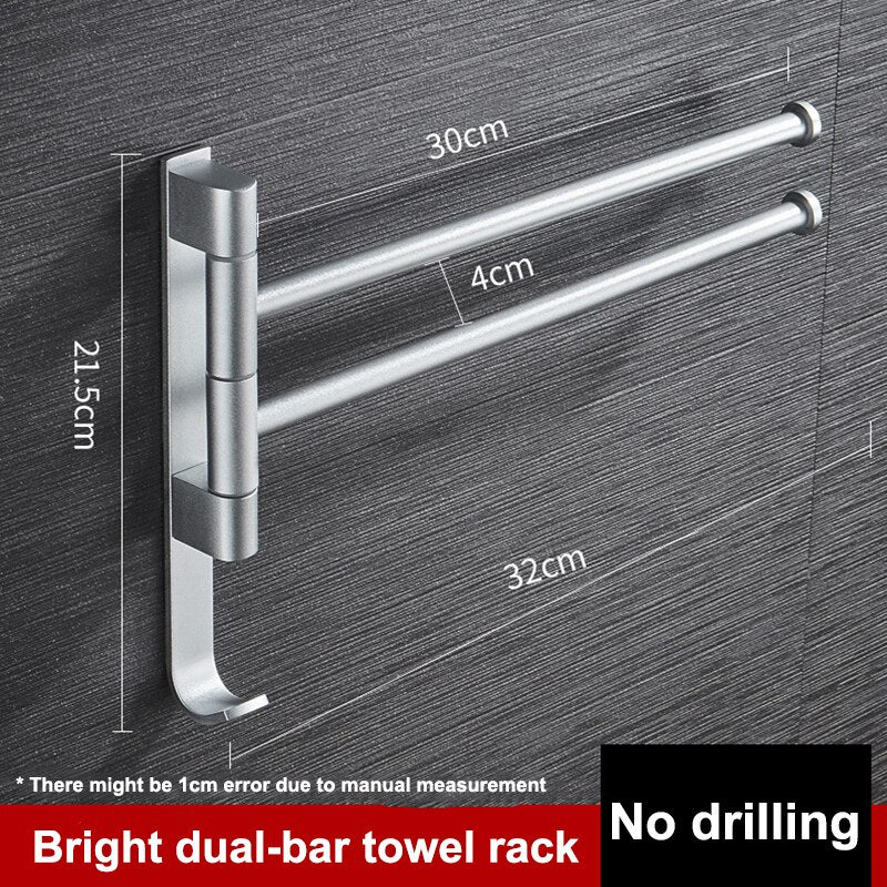 Towel Rack Wall Mounted Bathroom Rotatable Towel Holder 2/3/4/5-Bar Kitchen Shelf Towel Hanger bathroom accessories No Punch