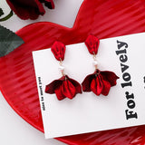 XIYANIKE 2019 New Arrival Vintage Women Dangle Earrings Sexy Rose Petal Long Tassel Earrings Female Korean Jewelry Red Earrings