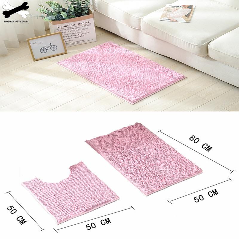 2ps-set Shaggy Chenille Bathroom Mat Set Absorbent And Machine Washable Fit Toilet Bathtub Living Room Door Bathroom Foot Floor