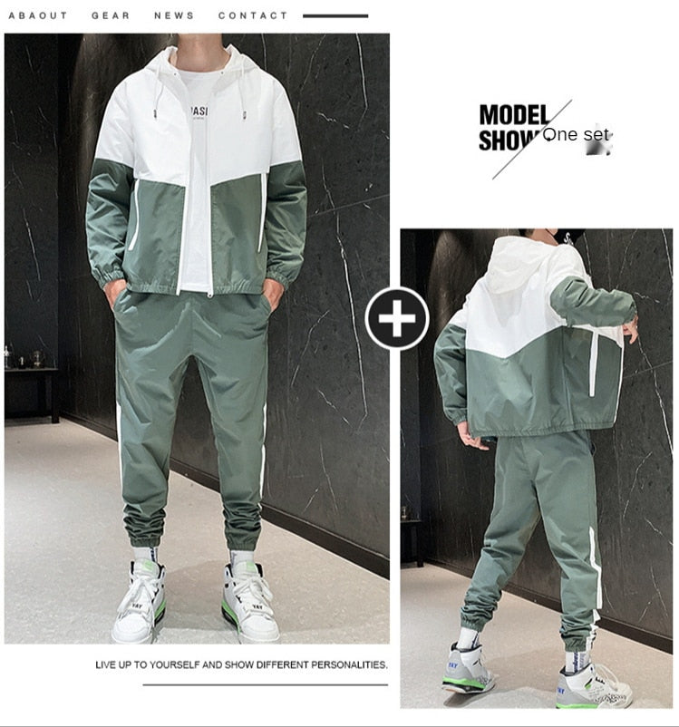 YAPU 2021 NEW 2 Pieces Sets Tracksuit Men Hooded Sweatshirt+pants Pullover Hoodie Sportwear Suit Male Camouflage Joggers