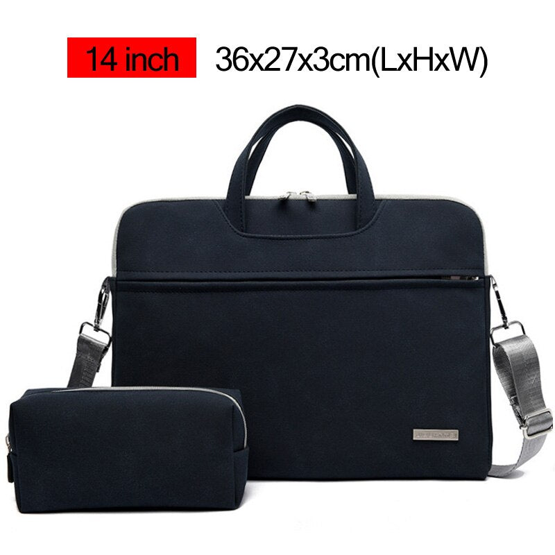 2PCS Business Laptop Briefcase Suede Office Macbook Handbag 13 14 15.6 inch Computer Bag Crossbody Notebook Travel Bags XA65C