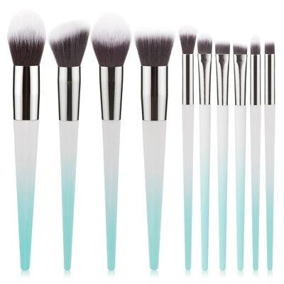 10Pcs/lot Crystal Gradient Makeup Brushes Cosmetic Powder Eye Shadow Foundation Blush Blending Beauty Make Up Brush Tool Set