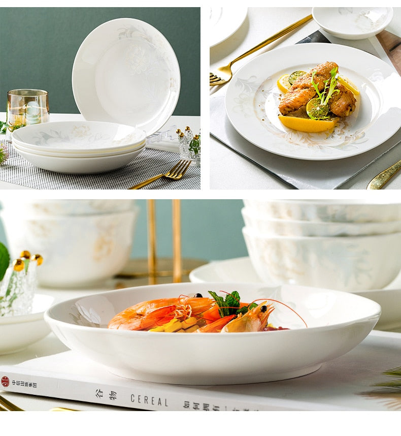 Dinning Table Plate Sets Food Ceramic Luxury Salad Porcelain Plates Dinner Sets Serving Aparelho De Jantar Dinnerware