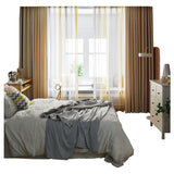 Nordic Curtains for Living Room Bedroom Beige Gradient Cotton and Linen Blended Blackout Curtains Finished Product Customization