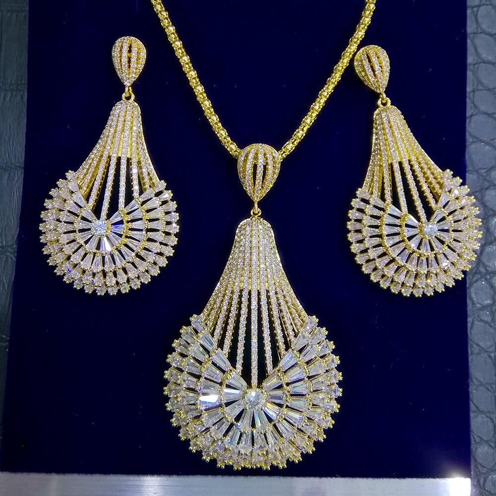 GODKI Big Fashion Luxury Dandelion Statement Jewelry Set For Women Wedding Party Full Zircon Dubai Bridal jewelry Set 2021