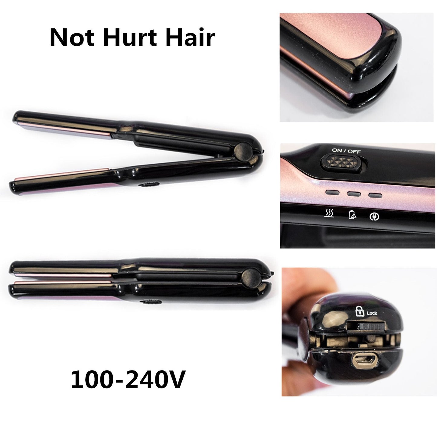 Wireless Hair Straightener выпрямитель для волос USB Recharging Hair Iron Flat Iron Fast Heating Ceramic Hair Straightener