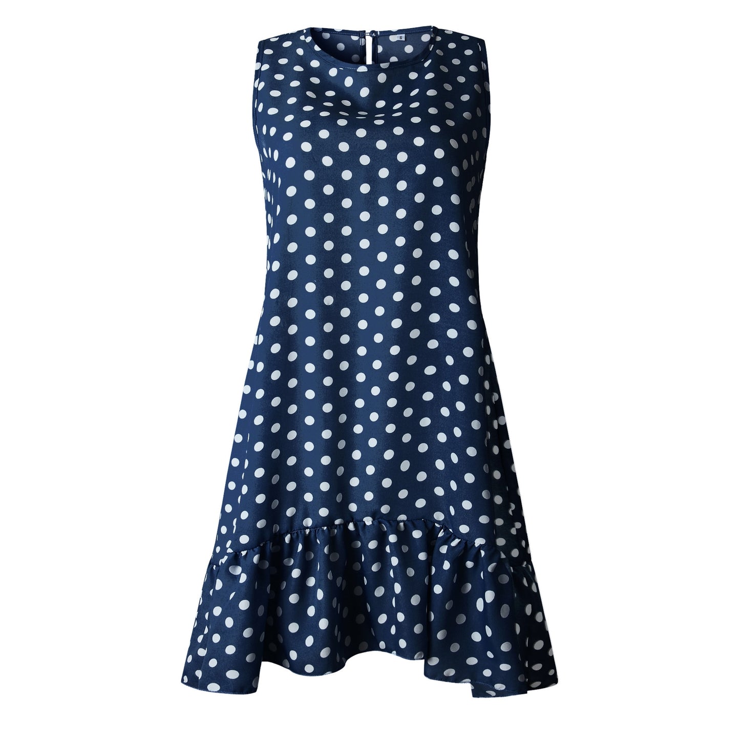 Women Summer Dress Ruffles Polka Dot Sleeveless Mini Dresses Plus Size Casual Loose Black Beach Sundress 2021 Women Clothes