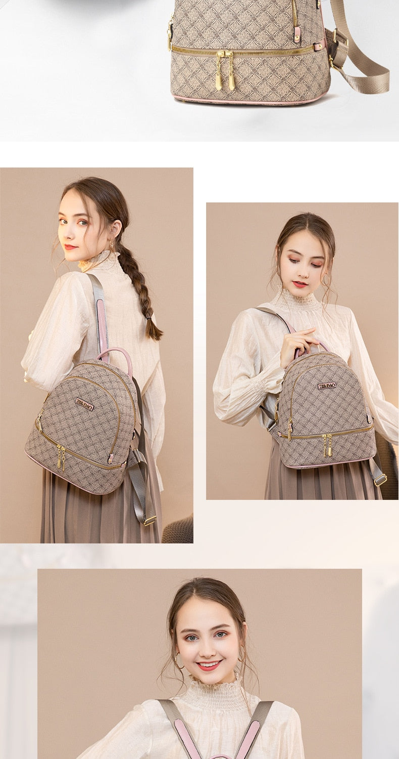 2021 Lovely Backpack Women Printing Leather Bags Designer Backpacks Female Double Shoulder Bag Girl Travel Bags Rucksack sac