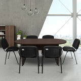 Giantex 69" x 35" Oval Conference Table with Rectangle Panel Base 6 People Engineered Wood Modern Design Meeting Table