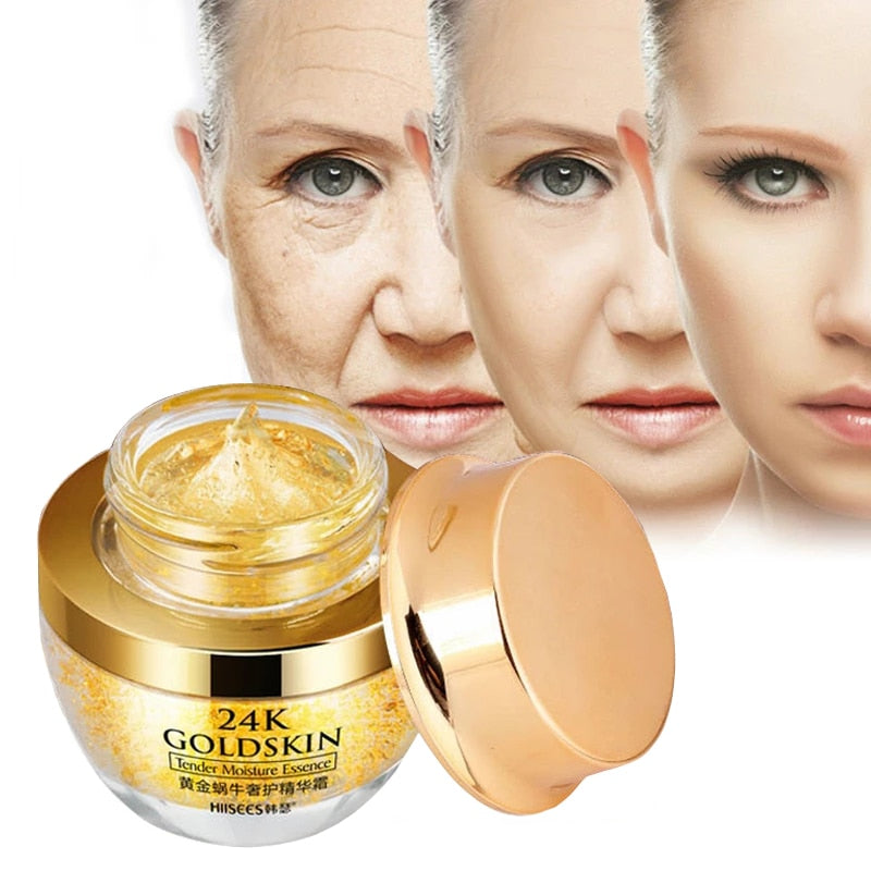 24K Gold Facial Cream Snail Collagen Brighten Anti-Aging Dry Moisturizing Against Acne Whitening Face Wrinkle Creams Korean P