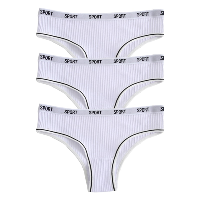 3PCS Women's Cotton Letter Panties Lingerie Girls Solid Color Briefs Sexy Sport Underpants Fashion Female Underwear Intimates