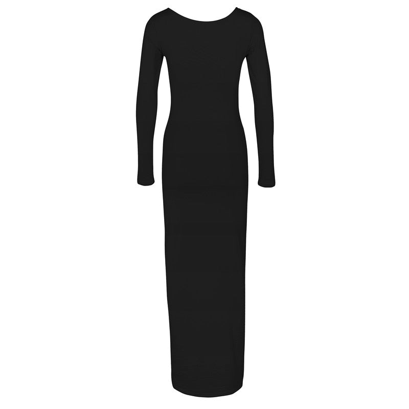 Turtleneck Long Dress Autumn Winter Muslim Elegant Office Lady Skinny Long Sleeve Bodycon Casual Dress Women Midi Clubwear