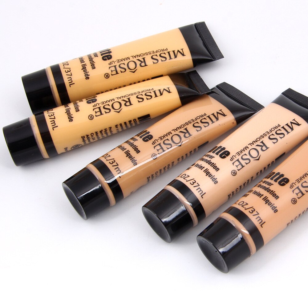 MISS ROSE Professional Face Liquid Foundation Concealer Soft Matte Face Base Makeup Cosmetic Natural Brighten Foundation Cream