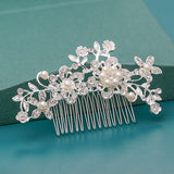 Bride Hair Combs Hair Accessories Wedding  parties Bridal Headpiece Silver Color Handmade Crystal Pearl Wedding Ornaments Hair Jewelry