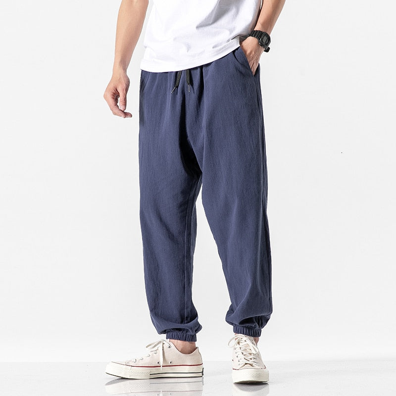 MrGB 2021 Cotton Linen Jogger Pants Men Streetwear Casual Harem Pants Men Trouser Summer Cool Pants Oversized Men's Clothing