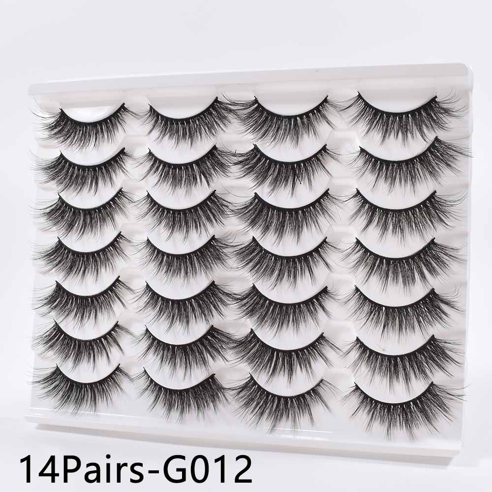 14/16Pairs  Black Mink Thick False Eyelashes Cils Soft Make Up Faux Cross Lashes Eyelashes Wholesale maquiagem cilios