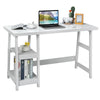 Costway Trestle Computer Desk Indoor Office Workstation w/Removable Shelf HW63370