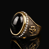 Wbmda Fashion Dubai Gold Men Ring Oval Black Stone Antique Ring Vintage Jewelry Wholesale 2019 New