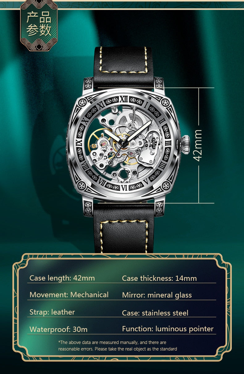 Authentic Brand Carved Watches Fully Automatic men watches Hollowed Fashion Mechanical Watches luxury MAN WATCH Reloj Hombre