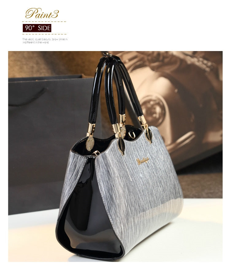 New arrival korean style simple pillow shoulder bags handbags women famous brands top handle bag patent leather messenger clutch