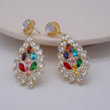 New Styles Long Metal Colorful Crystal Drop Earrings High-Quality Fashion Rhinestones Jewelry Accessories For Women Gift Party
