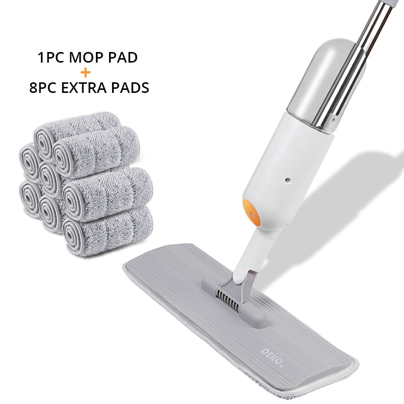 DEKO Water Spray Mop Handle Home Cleaning Tools For Wash Floor Cleaner Lazy Flat Mops With Replacement Reusable Microfiber Pads