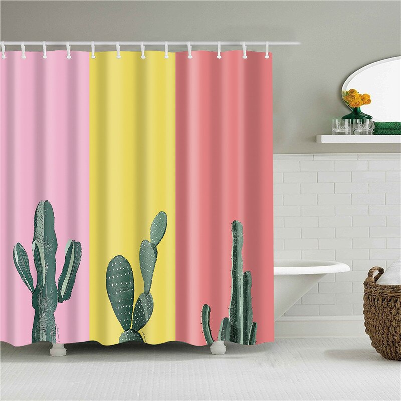 Maple Cactus Autumn Leaves Shower Curtains Bathroom Curtain Frabic Waterproof Polyester Multiple Sizes Bath Bathroom Curtain