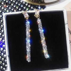 Exknl 2020 New Fashion Arrival Crystal Classic Geometric Long Dangle Earrings For Woman Female Jewelry Korean Simple Earrings