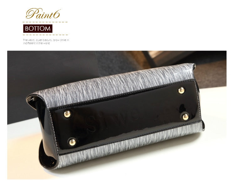 New arrival korean style simple pillow shoulder bags handbags women famous brands top handle bag patent leather messenger clutch