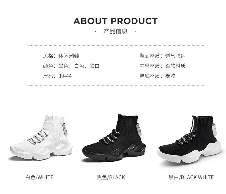 Socks Sneakers Men Knit Upper Breathable Sport Shoes Sock Boots Man Shoes High Top Running Shoes for Men Zapatillas De Deporte