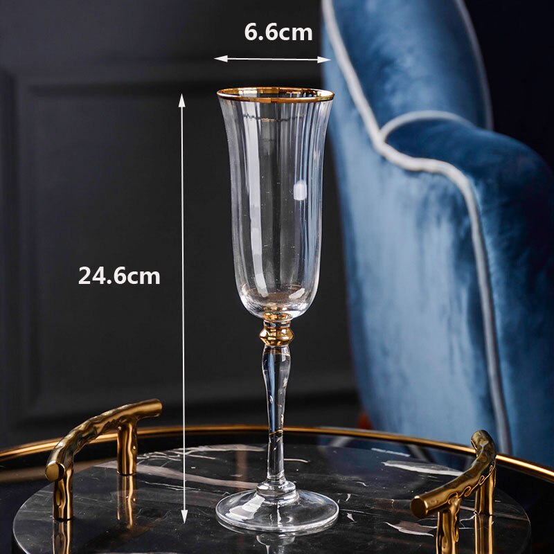 High quality Crystal glass cup golden side Goblet Wine Cup Champagne Glasses Creative Bar party hotel Home Drinking Ware