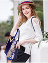 AMELISH Luxury Bag for Women 2022 High Quality Patent Leather Flower Embroidery Diamond Tote Handbag Fashion Female Shoulder Bag