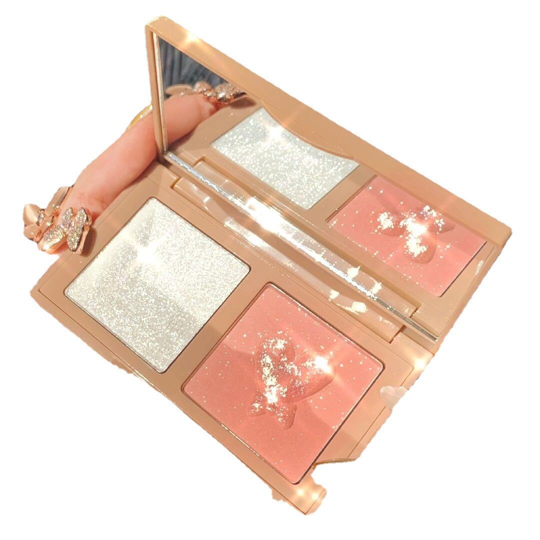 New Arrivel 2 Colors Highlighter&Blush Palette Face Matte Bronze Highlighter Powder Illuminated Blush Powder Makeup Plate