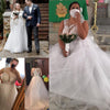 LORIE 2020 Scoop Lace Applique A Line Wedding Dresses Sleeveless Tulle Boho Bridal Gowns Long Train Elegant Princess Dresses