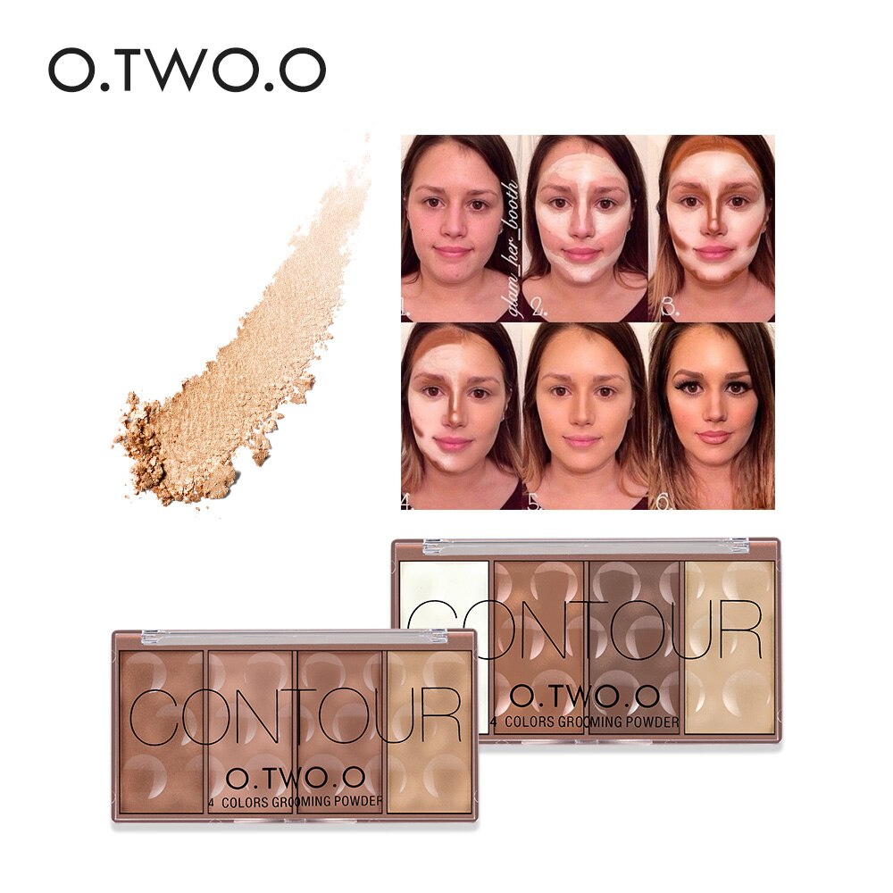 O.TWO.O 4 Colors Makeup Contour Palette Face Shading Grooming Powder Bronzer Long-Lasting Face Make Up Blush Palette