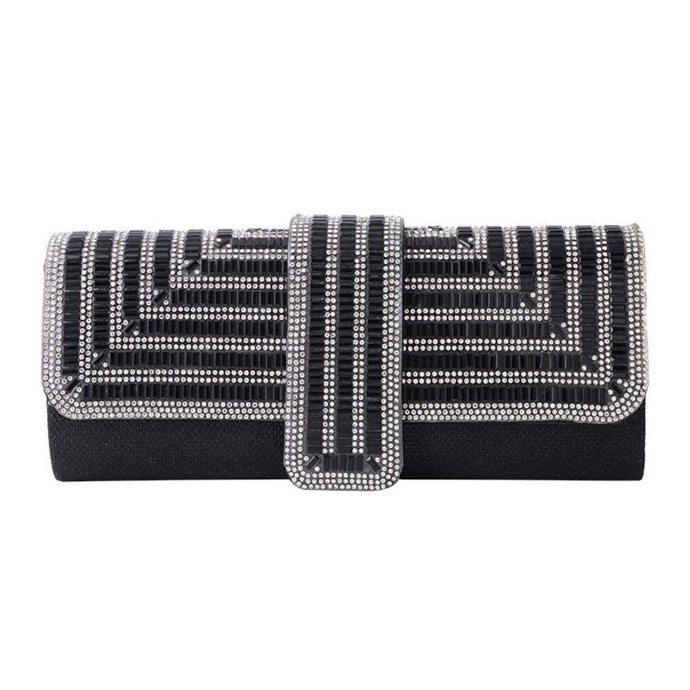 Women Evening Clutch Bag Diamond Sequin Wedding Clutch Purse Handbag Party Banquet Black Gold Silver Two Chain Shoulder Bag