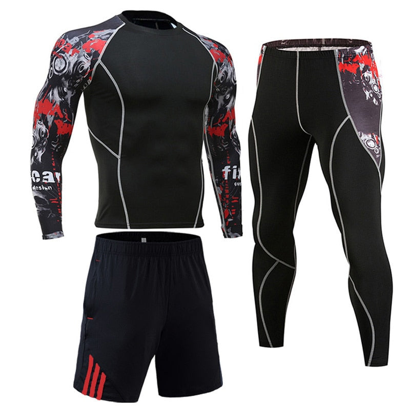 Men's Compression Sportswear Suits Gym Tights Training Clothes Workout Jogging Sports Set Running Rashguard Tracksuit For Men