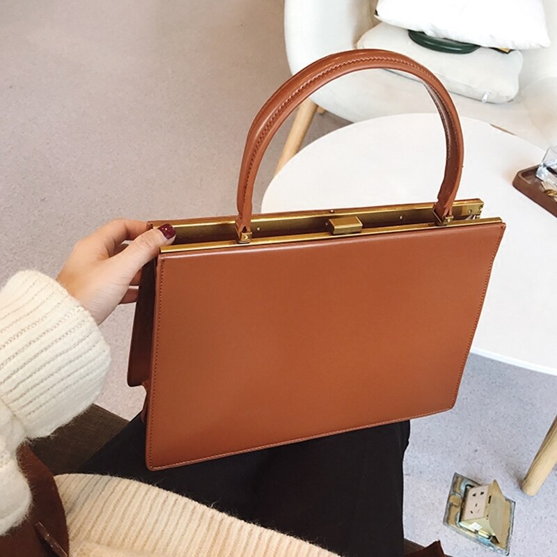 vintage big clip women handbags designer casual female large capacity tote luxury pu leather handbag ladies fashion purses 2021