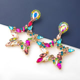 New Fashion women's Color Matching Big Rhinestone Love Heart-shaped Star Drop Earrings women's Jewelry Temperament Accessories