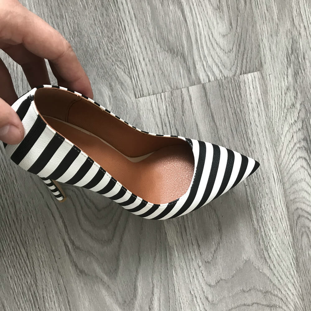 2020 Women's High Heels 12cm Stilettos Pointed Toe Shoes Party Pumps Black White Zebra Pattern Lady Shoes Plus Size 34-43