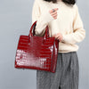 3 Sets High Quality Patent Leather Women Handbags Purses Luxury Shoulder Tote Messenger Crossbody Bags Retro Clutch and Wallet
