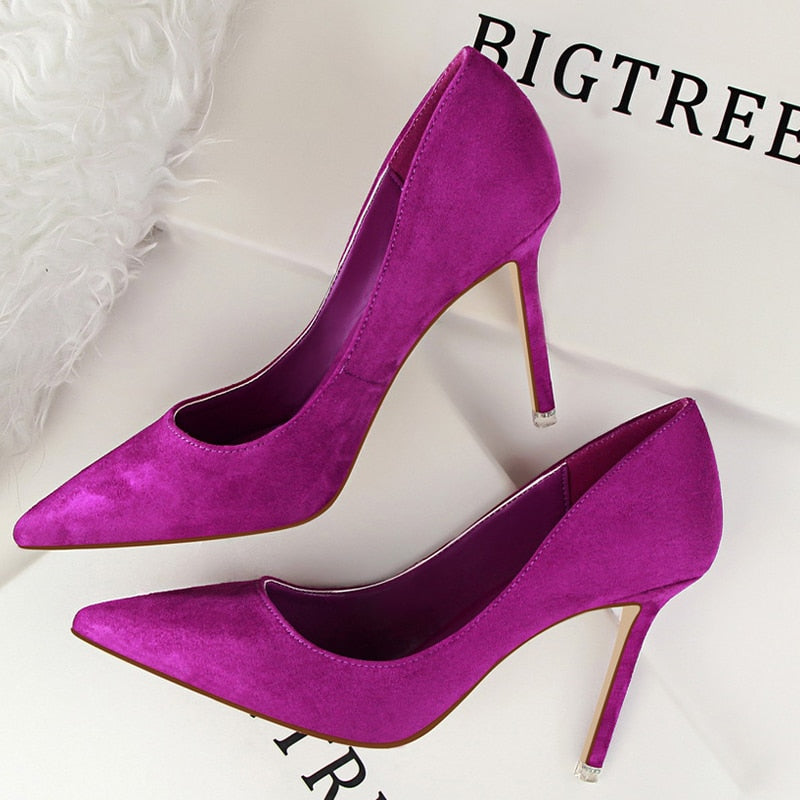 BIGTREE Shoes 2021 New Women Pumps Suede High Heels Shoes Fashion Office Shoes Stiletto Party Shoes Female Comfort Women Heels