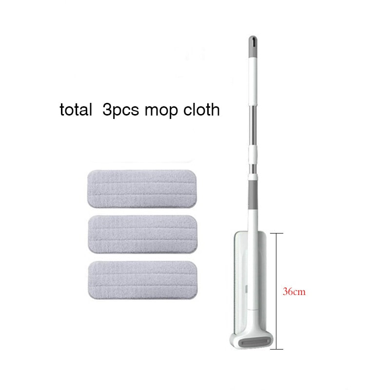 Hand free Flat Mop Clean Mops with 3pcs Reusable Microfiber Pads Squeeze Floor Mops Household Cleaning Tools