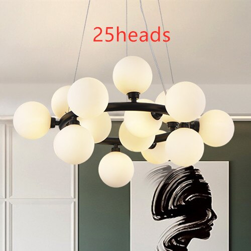 Nordic 25/45 heads led chandeliers Gold black hanging lamp suspension light clear glass pendant lamps for living room bedroom