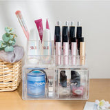 Makeup Organizer Cosmetic Storage Box Transparent Plastic Box Organizador Acrylic Desktop Jewelry Bathroom Multifunctional