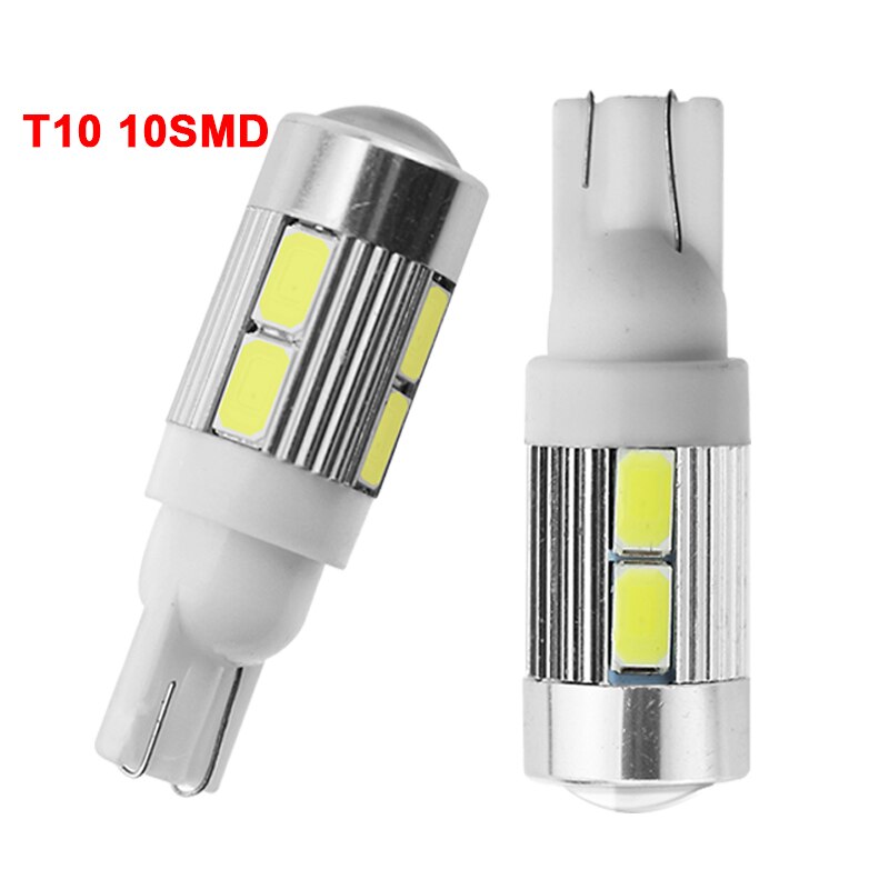 1x Car T10 LED Bulb 6 SMD 12V White 6500K W5W LED Signal Light 10 SMD Auto Interior Wedge Side License Plate Lamps 5W5 194 168