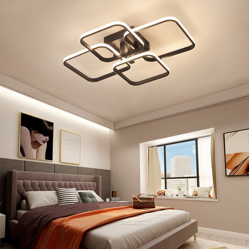 Square Circel Rings Chandelier For Living Room Bedroom Home AC85-265V Modern Led Ceiling Chandelier Lamp Fixtures Free Shipping